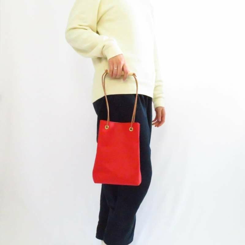 YUICHI TACHIYAMA karuta leather bag curry frelt red ユウイチタチヤマ カルタ レザー バッグ 鞄 かばん カバンフレルト レッド YTYkaruta018