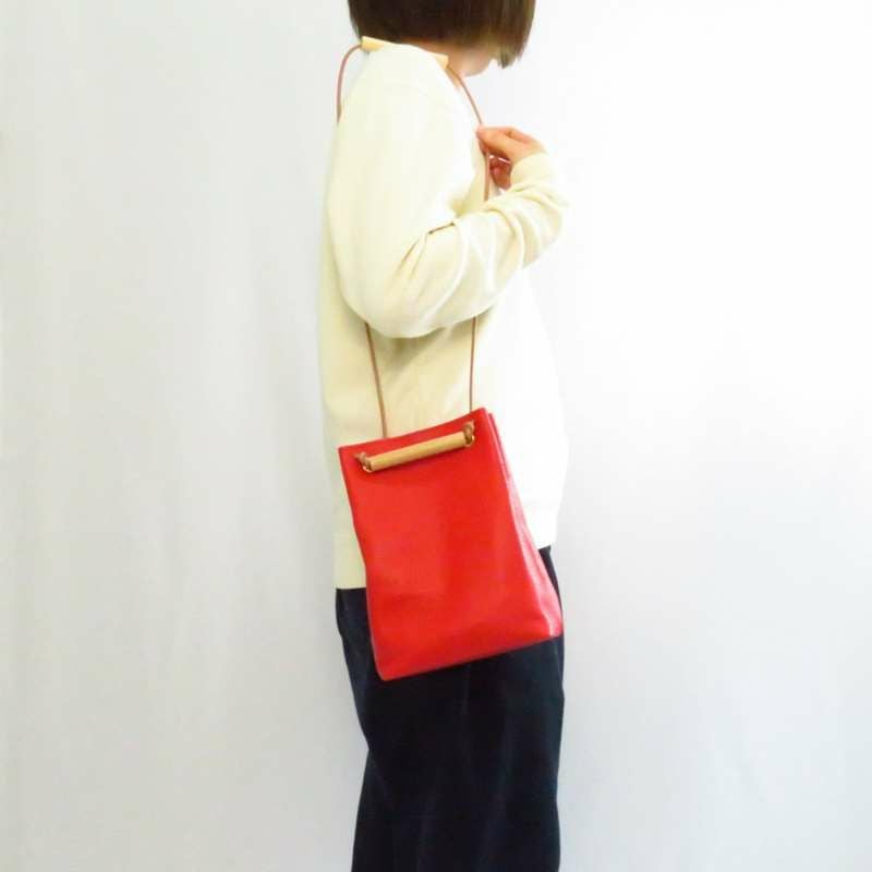 YUICHI TACHIYAMA karuta leather bag curry frelt red ユウイチタチヤマ カルタ レザー バッグ 鞄 かばん カバンフレルト レッド YTYkaruta018