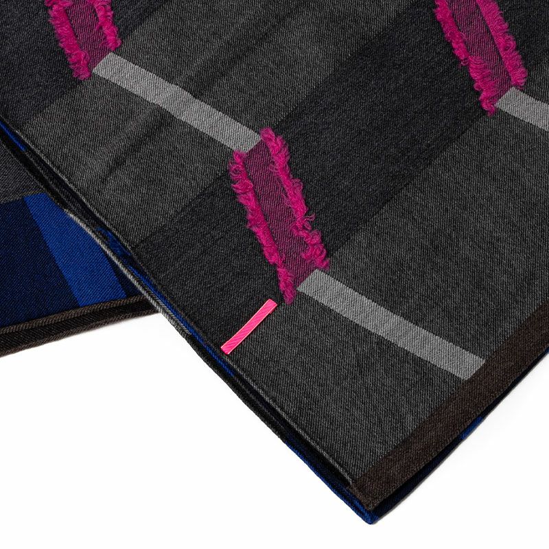 POLS ポルス 播州織 ウールカットジャガード ストール マフラー ブラック SCWO-0002-BLK