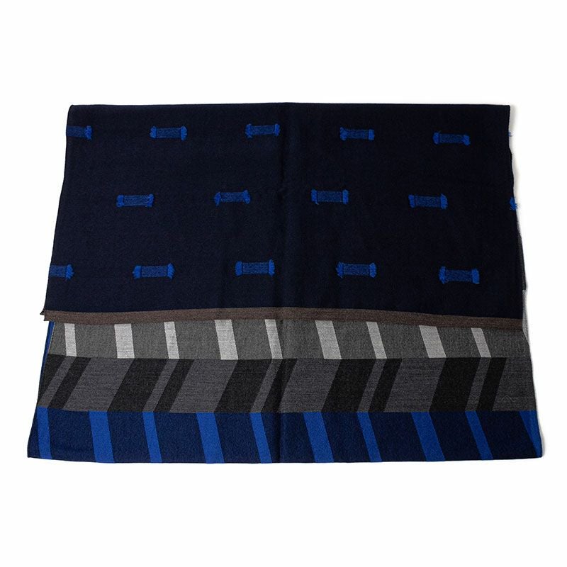 POLS ポルス 播州織 ウールカットジャガード ストール マフラー ブラック SCWO-0002-BLK