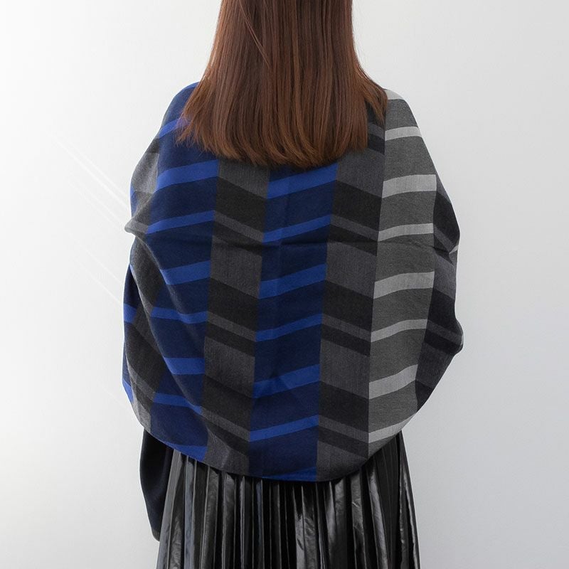 POLS ポルス 播州織 ウールカットジャガード ストール マフラー ブラック SCWO-0002-BLK