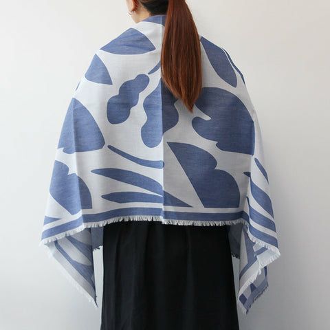 Sarahbel cotton stole Leaves Blue サラベル コットン ストール リーヴス ブルー SAB-cot-stole-leaves-blue