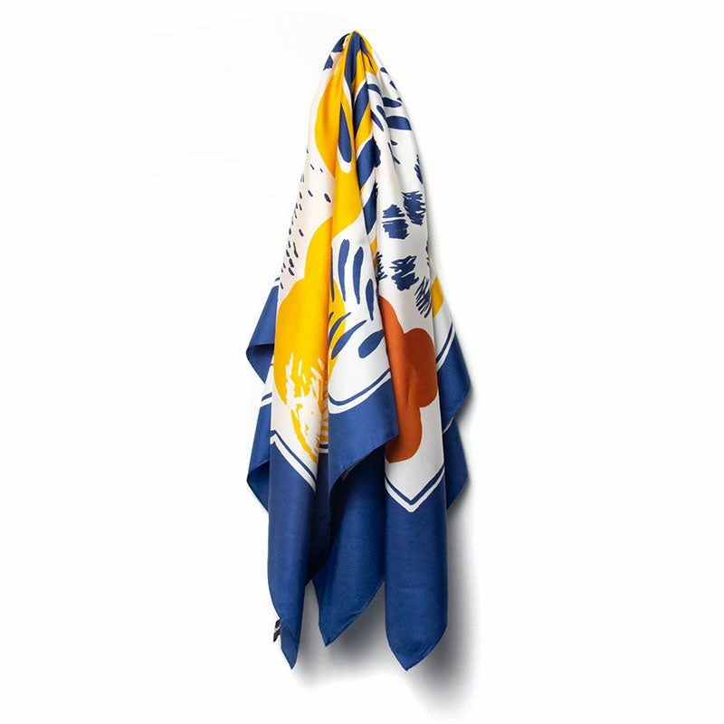 Sarahbel Silk Scarf Garden Blue サラベル シルクスカーフ ガーデン ブルー SAB-scarf-garden-blue-ss-gar