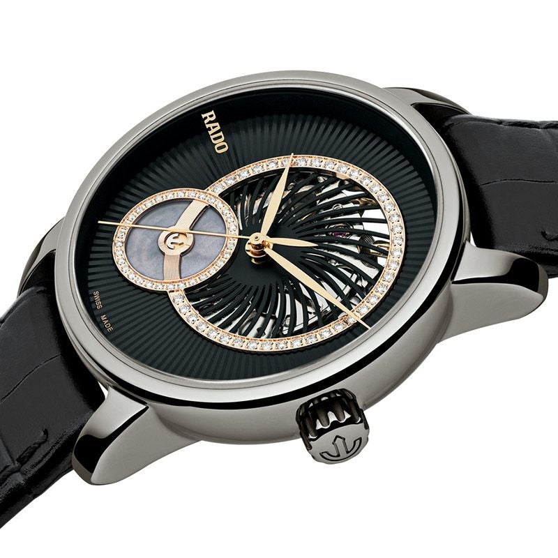 RADO DIASTAR ラドー 黒色文字盤 オリジナルバンド 稼働品 クオーツ RADO DiaMaster Automatic Open Heart Diamonds ラドー ダイヤマスター