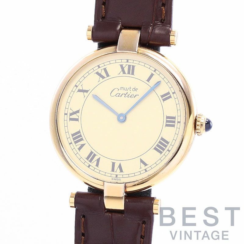 中古】CARTIER MUST VANDOME WATCH LM VERMEIL カルティエ マスト