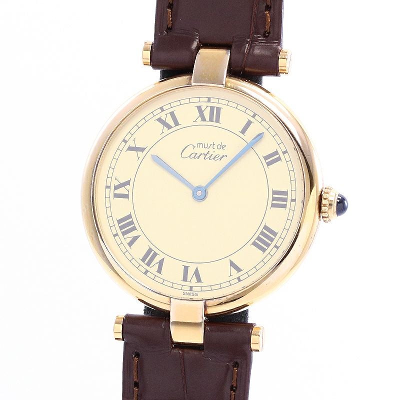 中古】CARTIER MUST VANDOME WATCH LM VERMEIL カルティエ マスト