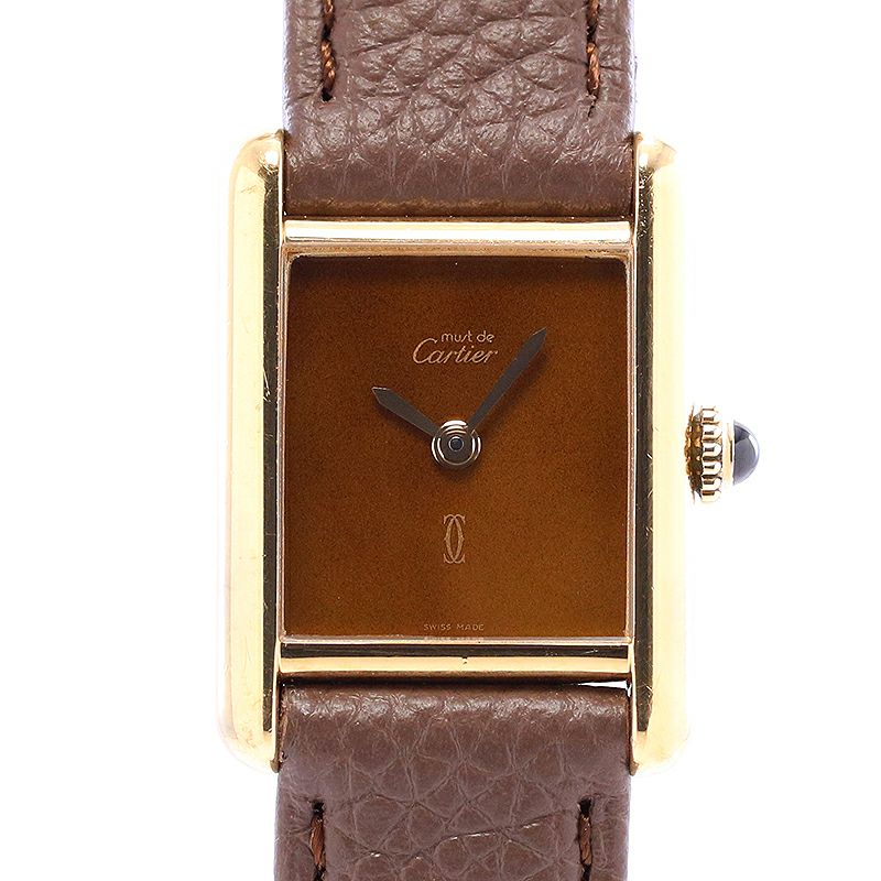 中古】CARTIER MUST TANK SMALL MODEL VERMEIL TORTOISE SHELL DIAL