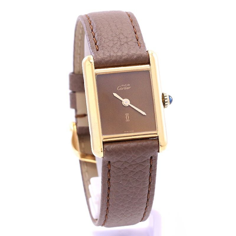 中古】CARTIER MUST TANK SMALL MODEL VERMEIL TORTOISE SHELL DIAL