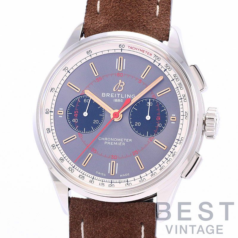 【中古】BREITLING PREMIER B01 CHRONOGRAPH 42 WHEELS AND WAVES <br>ブライトリング プレミエ B01 クロノグラフ 42 ホイールズ＆ウェーブズ <br>AB0118A31B1X1 (A007W-WNAA)