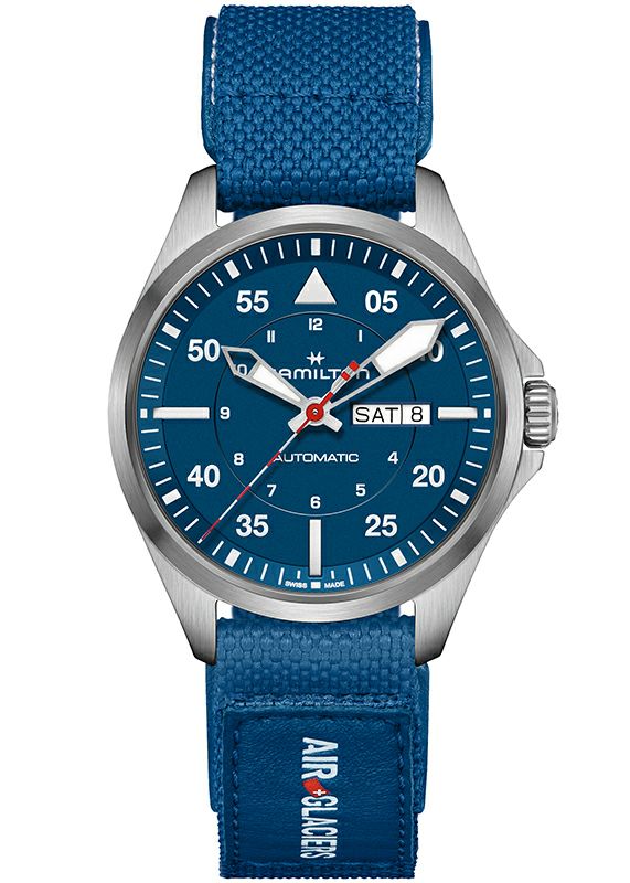 HAMILTON KHAKI AVIATION PILOT DAY DATE AUTO - AIR-GLACIERS EDITION