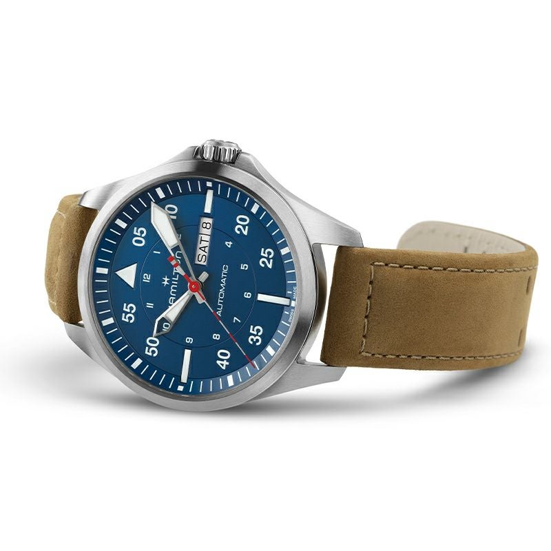 HAMILTON KHAKI AVIATION PILOT DAY DATE AUTO - AIR-GLACIERS EDITION