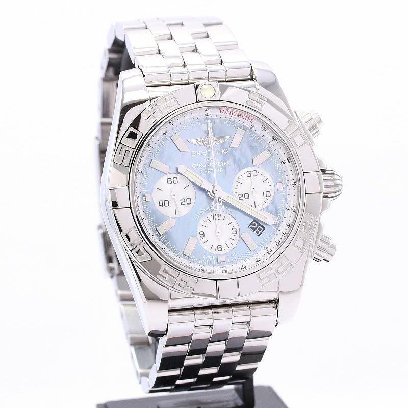 【中古】BREITLING CHRONOMAT 44  JAPAN LIMITED ブライトリング クロノマット 44 MOP ブラック＆ホワイト 日本限定400本 AB01103C/BC48/375A (A011BWJPA)