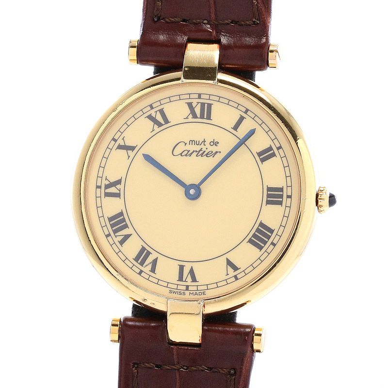 中古】CARTIER MUST VANDOME LARGE MODEL VERMEIL カルティエ マスト