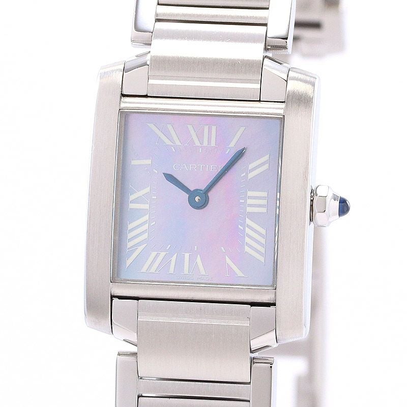 カルティエ Cartier 腕時計 タンク フランセーズ SM W51034Q3 スクエア ブルーシェル文字盤 SS クオーツアナログ 【中古】 Cartier - カルティエ Cartier 腕時計 タンクフランセーズ SM W51034Q3