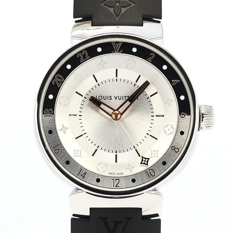 中古】LOUIS VUITTON TAMBOUR MOON DUAL TIME BLACK & WHITE ルイ