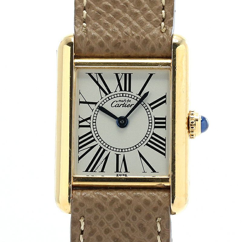中古】CARTIER MUST TANK SMALL MODEL VERMEIL OPALINE DIAL