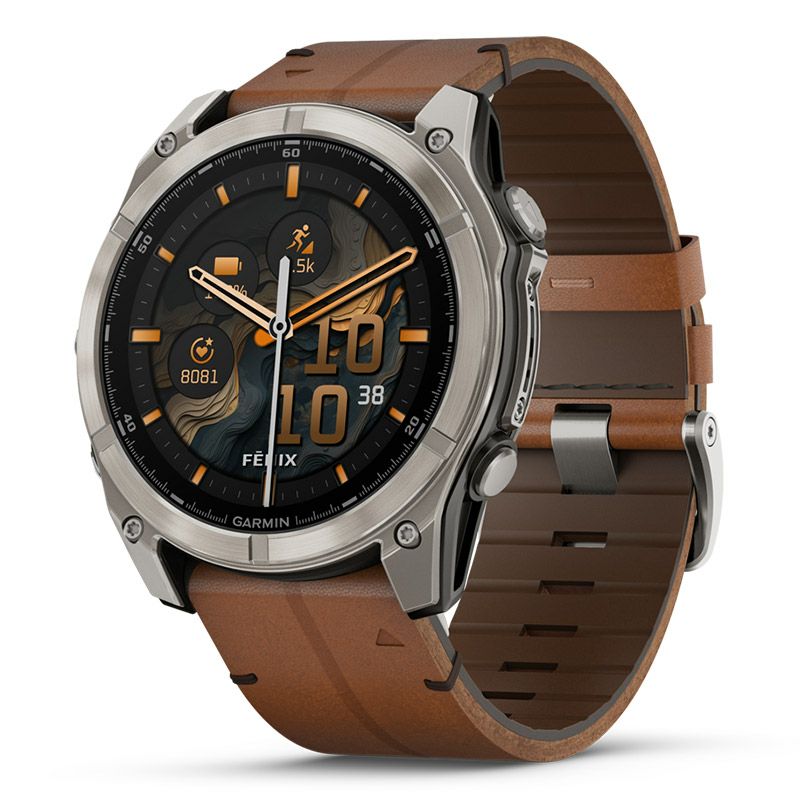 GARMIN fenix 8 Sapphire AMOLED 51mm Ti / Chestnut Leather Band 