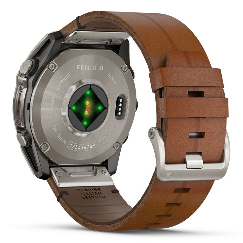 GARMIN fenix 8 Sapphire AMOLED 51mm Ti / Chestnut Leather Band