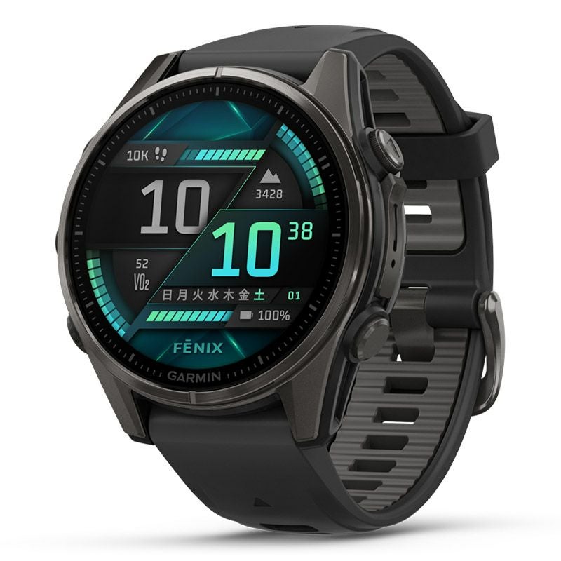 GARMIN fenix 8 Sapphire AMOLED 43mm Ti Carbon Gray DLC / Black 