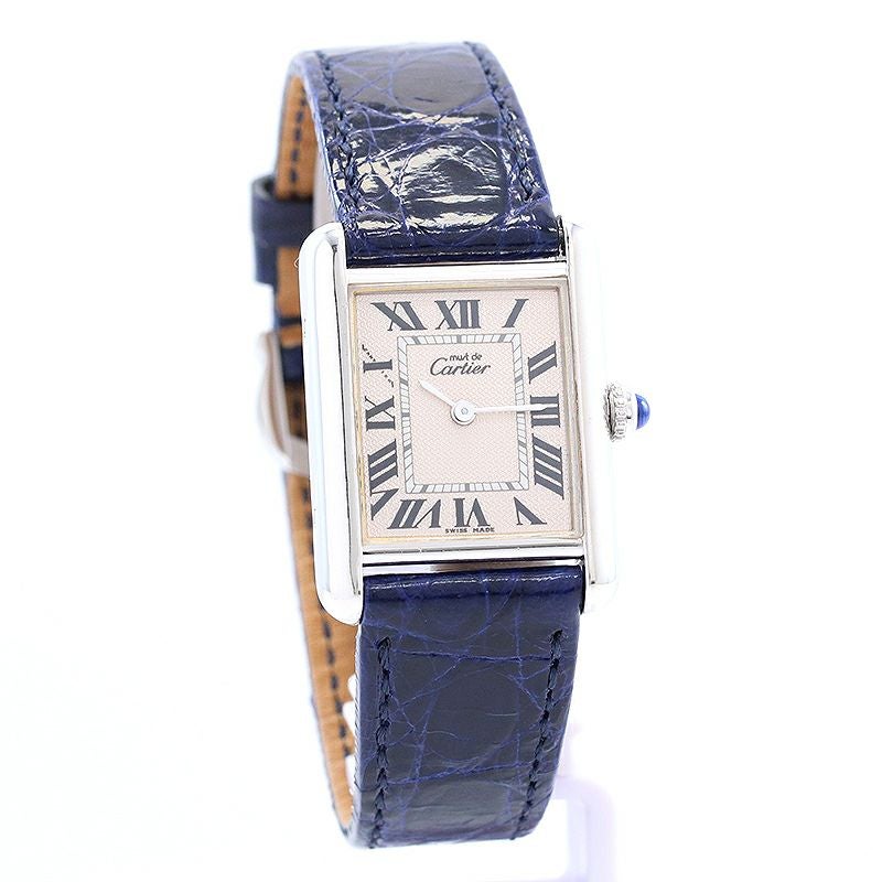 Cartierカルティエ『マストタンク SM ブルーダイアル 2000年限定品』 中古】CARTIER MUST TANK SMALL MODEL 2000 CHRISTMAS LIMITED