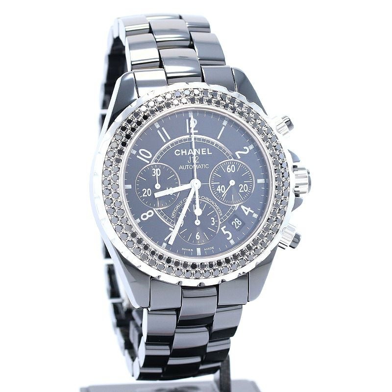 中古】CHANEL J12 CHRONOGRAPH 41MM BLACK DIAMONDS BEZEL シャネル