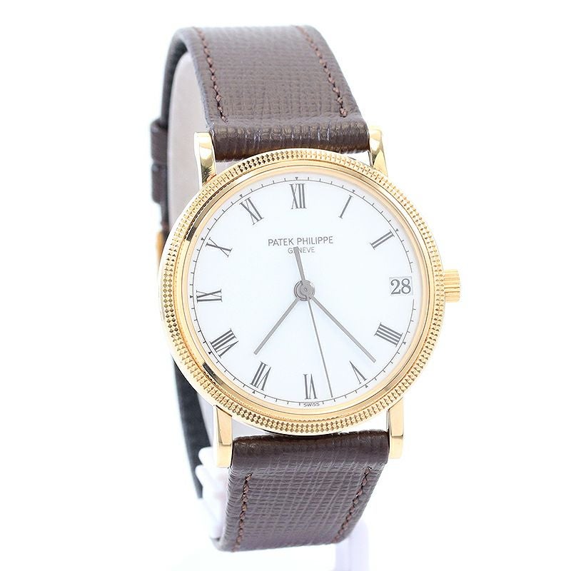 【仮】パテック・フィリップ【PATEKPHILIPPE】カラトラバ3802/200メンズホワイトK18イエローゴールド腕時計時計CALATRAVAWHITEK18YG【中古】