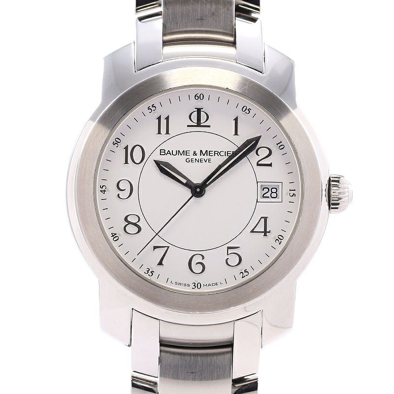 電池交換済 BAUME＆MERCIER ボーム&amp;メルシェ ケープランド 65420 M0A08388 デイト 100m防水 グレー SS ステンレス レディース クォーツ【6ヶ月保証】【腕時計】【中古】 ケープランド クロノグラフの販売なら名古屋大須の中古時計専門店