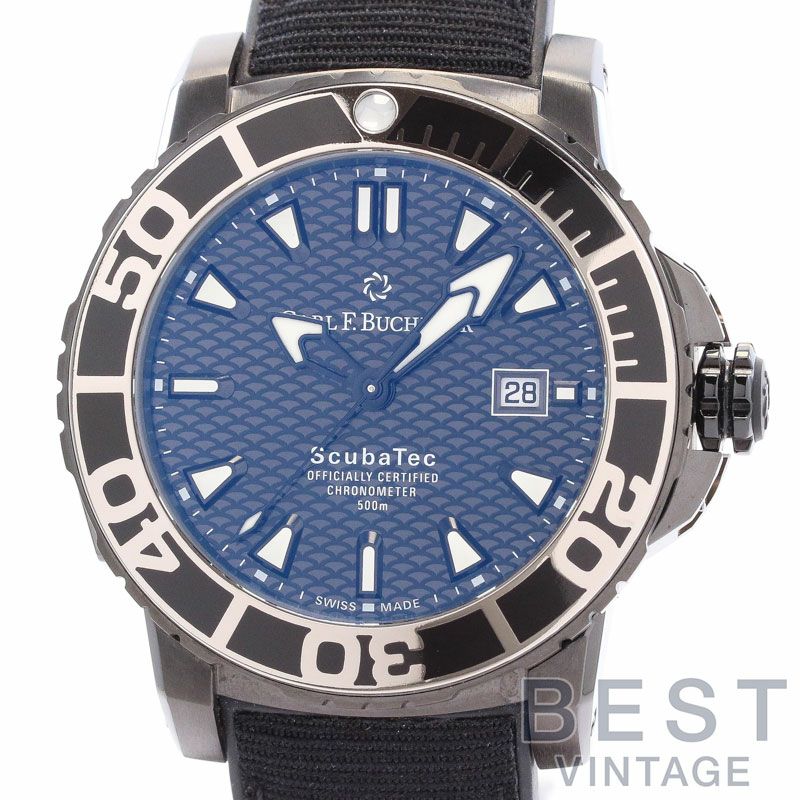中古】CARL F.BUCHERER PATRAVI SCUBATEC BLACK カール F. ブヘラ