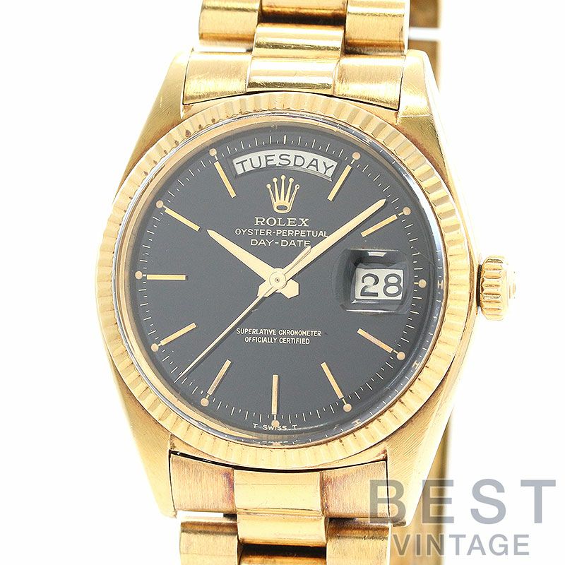 【中古】ROLEX OYSTER PERPETUAL DAY-DATE BLACK GILT DIAL ロレックス オイスターパーペチュアル デイデイト ブラックミラー ダイヤル 1803/8