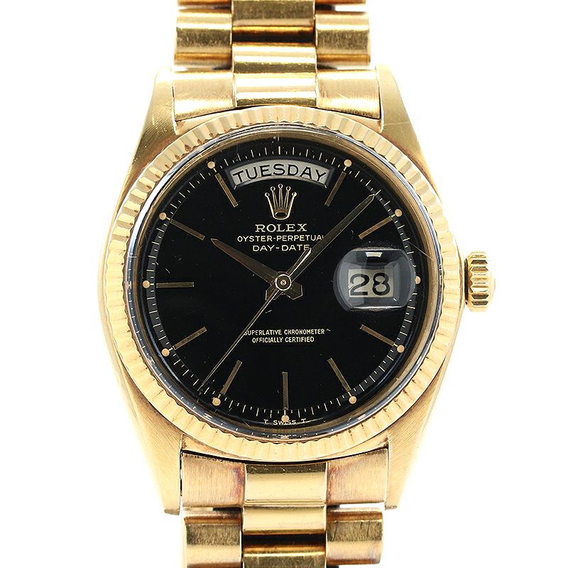 【中古】ROLEX OYSTER PERPETUAL DAY-DATE BLACK GILT DIAL ロレックス オイスターパーペチュアル デイデイト ブラックミラー ダイヤル 1803/8