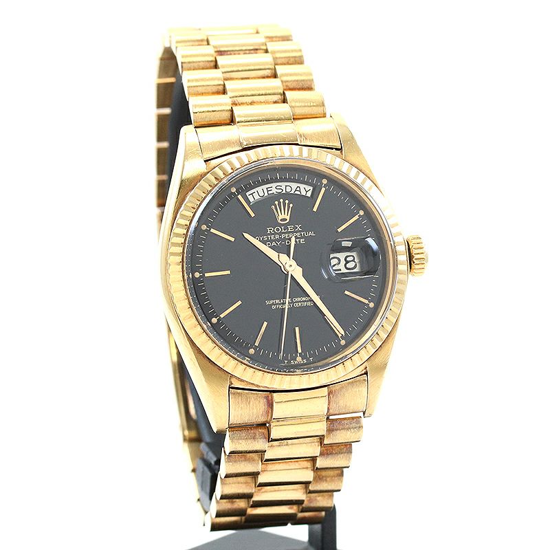 【中古】ROLEX OYSTER PERPETUAL DAY-DATE BLACK GILT DIAL ロレックス オイスターパーペチュアル デイデイト ブラックミラー ダイヤル 1803/8
