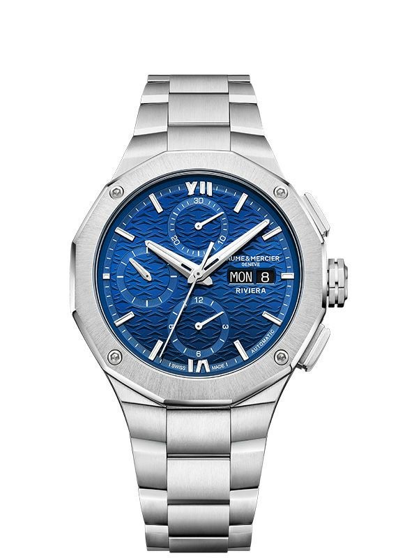 BAUME＆MERCIER <br>Riviera Chronograph Blue Day-Date - 41mm M0A10826 <br>ボーム＆メルシエ <br>リビエラ クロノグラフ ブルー デイデイト - 41mm <br>M0A10826