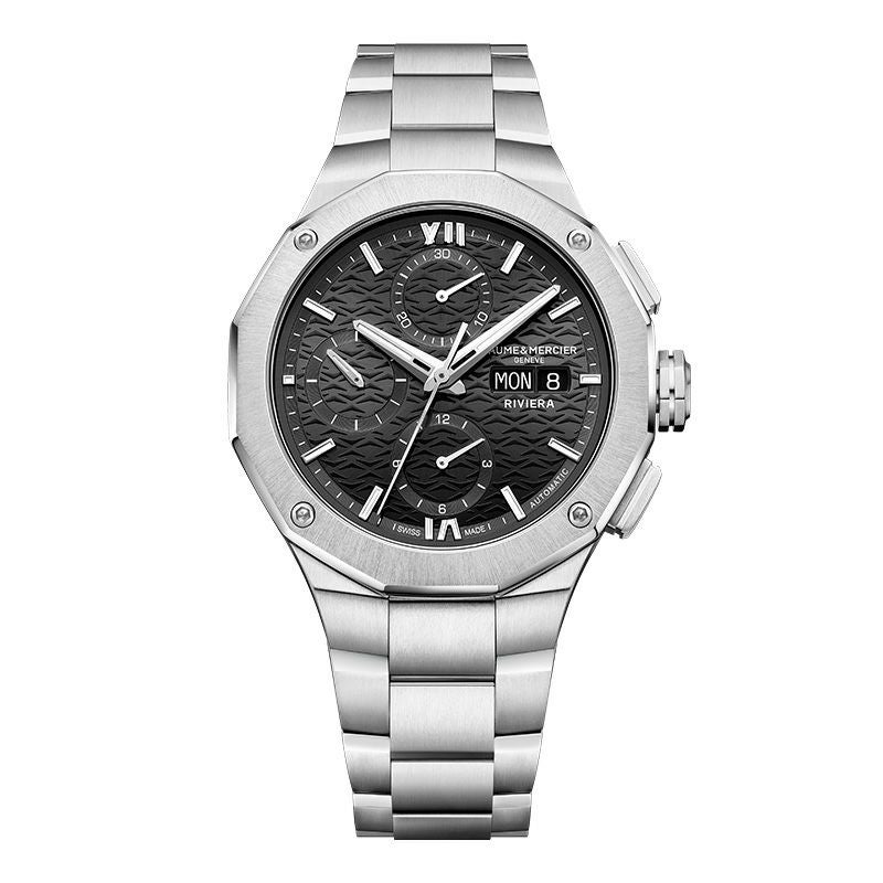 BAUME＆MERCIER <br>Riviera Chronograph Black Day-Date - 41mm M0A10825 <br>ボーム＆メルシエ <br>リビエラ クロノグラフ ブラック デイデイト - 41mm <br>M0A10825
