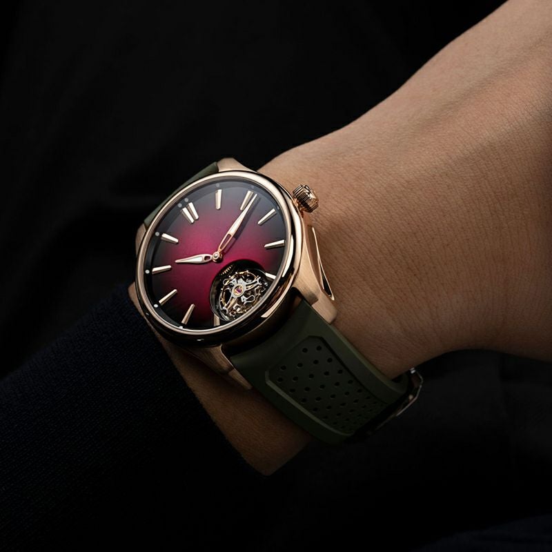 H.Moser ＆ Cie. <br>PIONEER TOURBILLON BURGUNDY <br>H.モーザー <br>パイオニア・トゥールビヨン バーガンディ <br>3805-0400