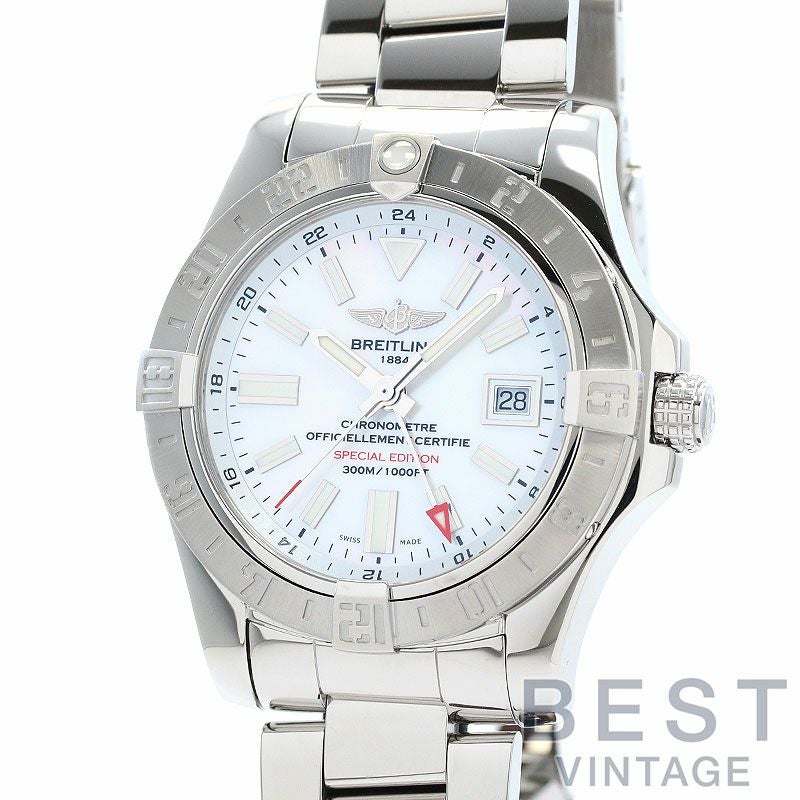 中古】BREITLING AVENGER II GMT MOTHER OF PEARL JAPAN EDITION