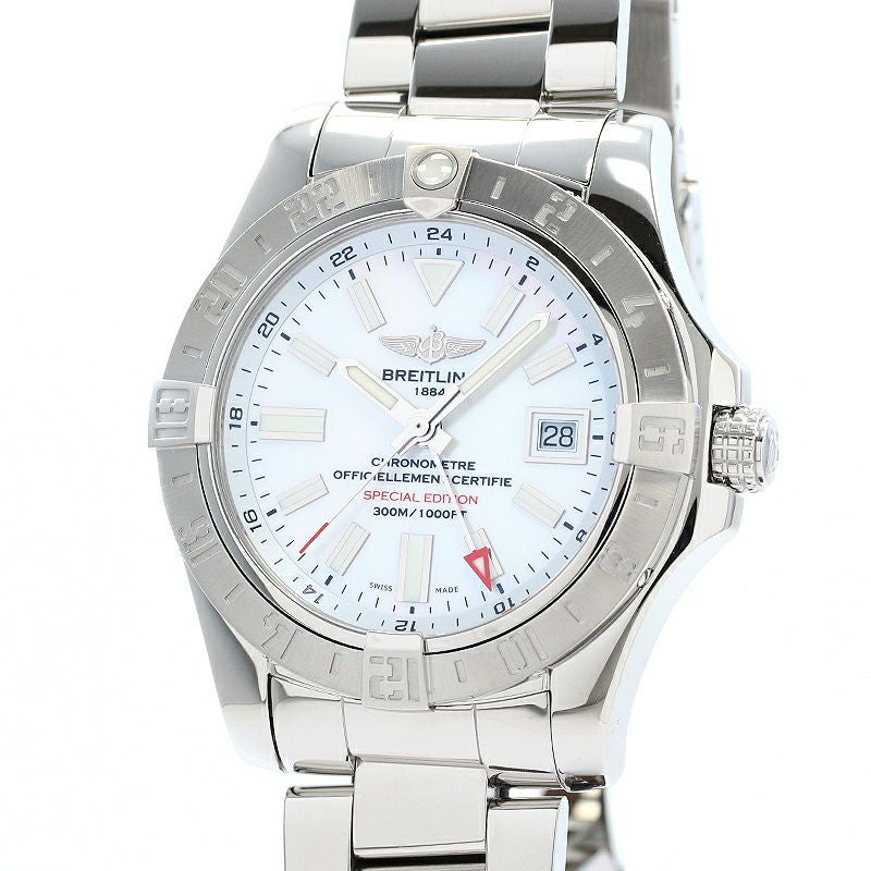 中古】BREITLING AVENGER II GMT MOTHER OF PEARL JAPAN EDITION