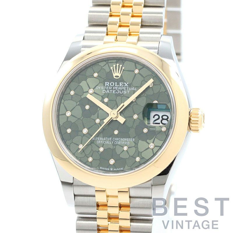 中古 ROLEX DATEJUST 31 OLIVE GREEN FLORAL MOTIF DIAL ロレックス デイトジャスト 31 オリーブグリーン フローラルモチーフ ダイヤル M278243-0032 ヴィンテージブランド 時計・腕時計の通販サイトBEST ISHIDA 正規・中古販売店