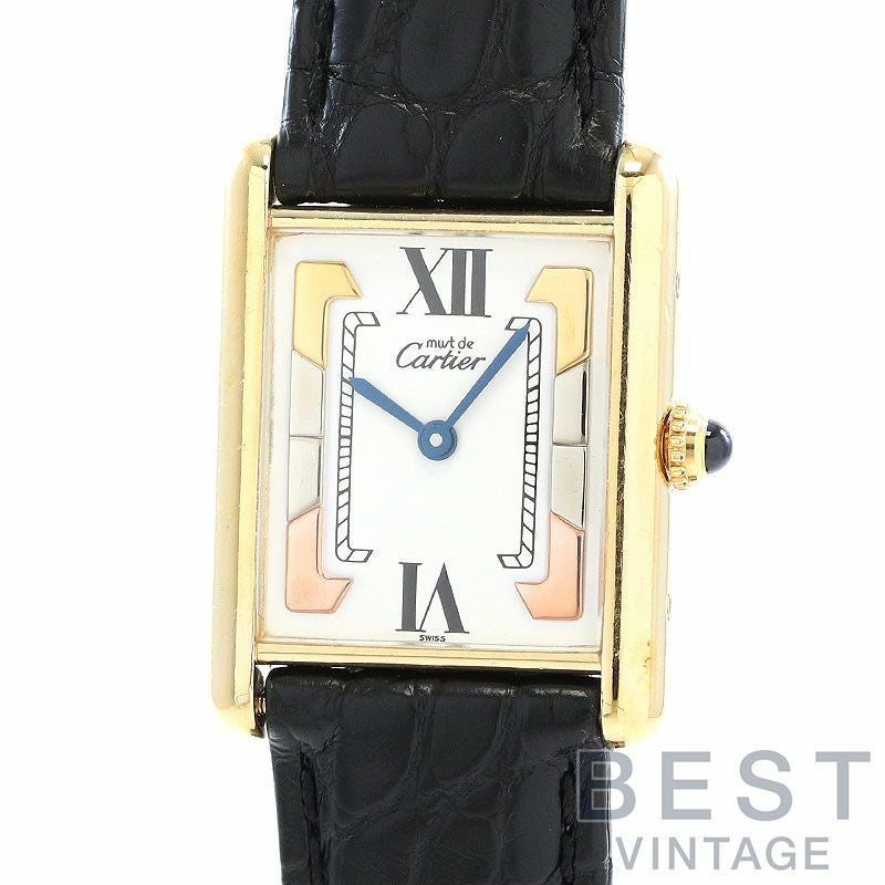 【中古】CARTIER MUST TANK LARGE MODEL VERMEIL TRINITY DIAL カルティエ マストタンク LM ヴェルメイユ トリニティダイヤル W1006254
