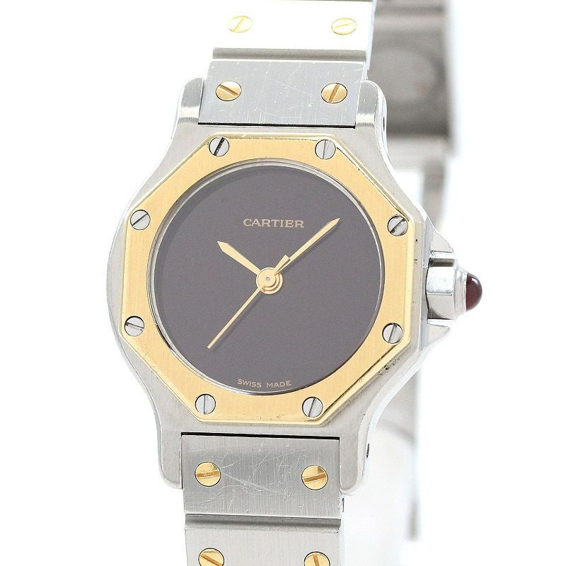 【中古】CARTIER SANTOS RONDE / SANTOS OCTAGON SMALL MODEL BORDEAUX DIAL カルティエ サントス ロンド SM / サントス オクタゴン SM ボルドーダイヤル 46178381