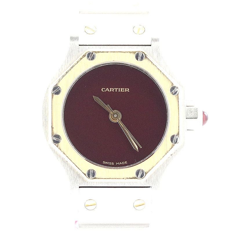 【中古】CARTIER SANTOS RONDE / SANTOS OCTAGON SMALL MODEL BORDEAUX DIAL カルティエ サントス ロンド SM / サントス オクタゴン SM ボルドーダイヤル 46178381