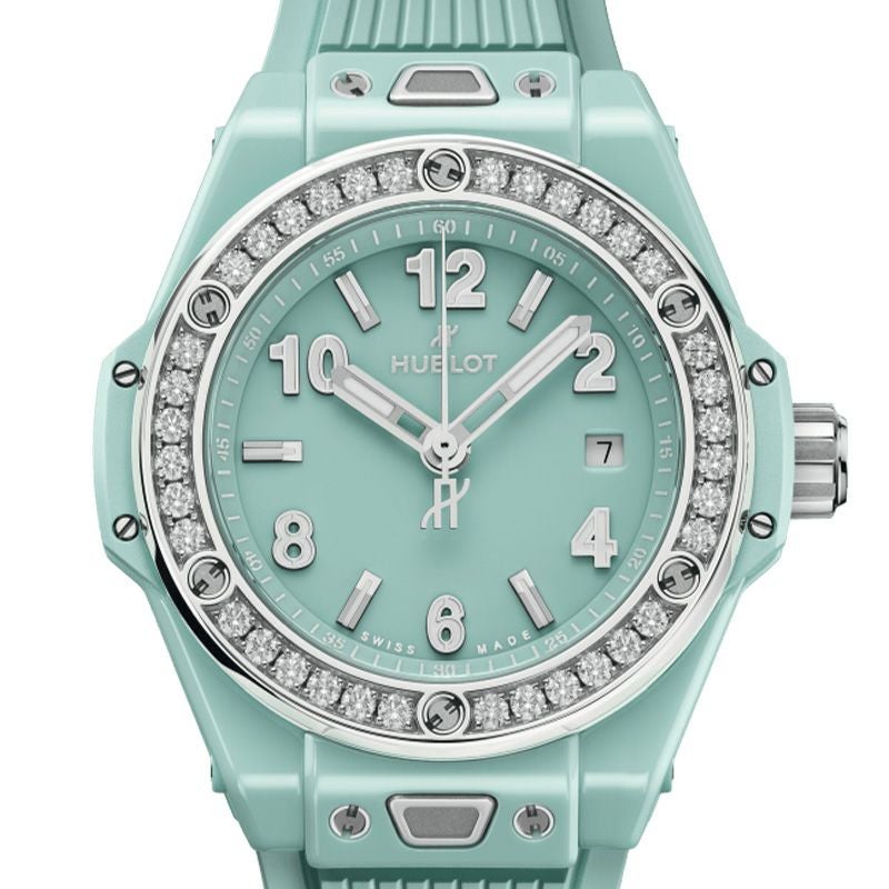 HUBLOT BIG BANG ONE CLICK MINT GREEN CERAMIC DIAMONDS ウブロ