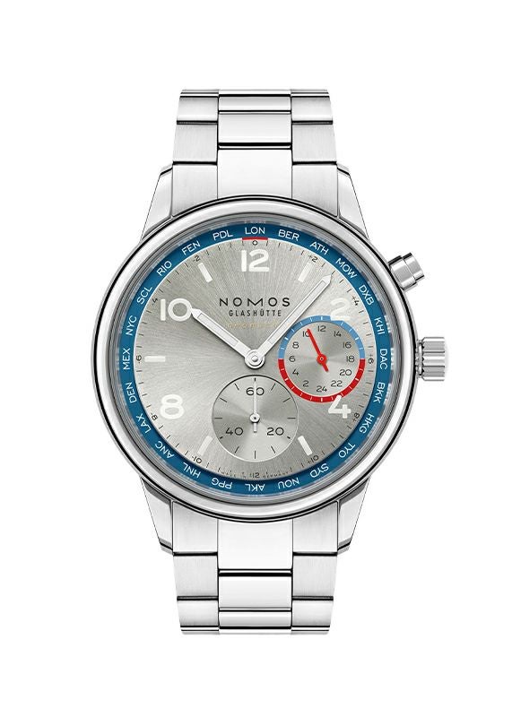 NOMOS GLASHUETTE Club Sport neomatik Worldtimer Silver ノモス