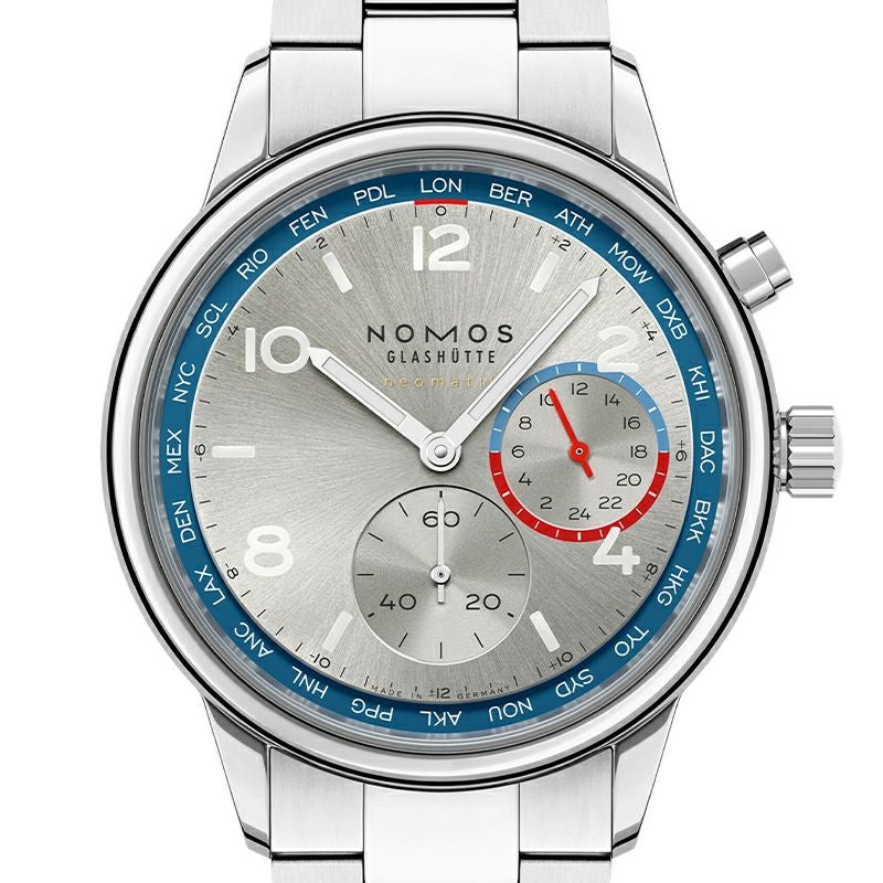 NOMOS GLASHUETTE Club Sport neomatik Worldtimer Silver ノモス