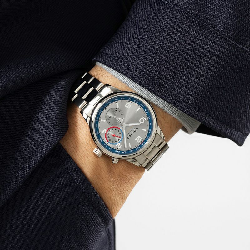NOMOS GLASHUETTE Club Sport neomatik Worldtimer Silver ノモス