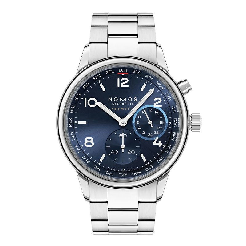 NOMOS GLASHUETTE Club Sport neomatik Worldtimer Blue ノモス グラス 