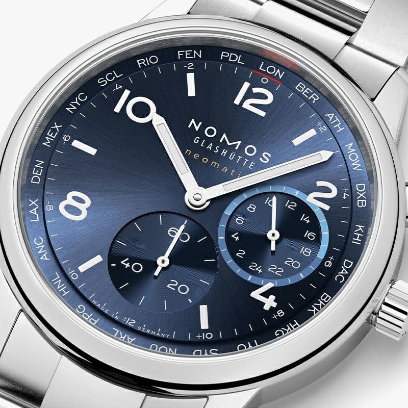 NOMOS GLASHUETTE Club Sport neomatik Worldtimer Blue ノモス グラス