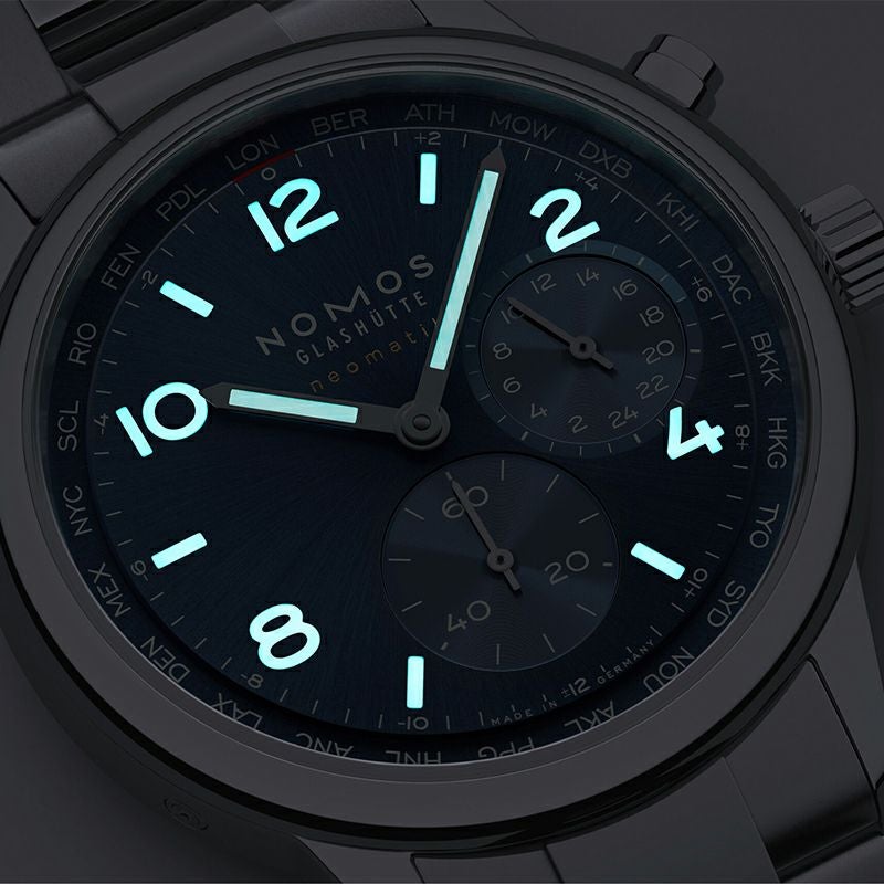NOMOS GLASHUETTE Club Sport neomatik Worldtimer Blue ノモス グラス
