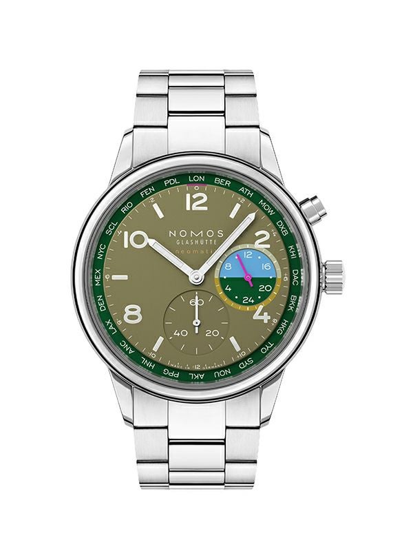 NOMOS GLASHUETTE Club Sport neomatik Worldtimer Jungle ノモス