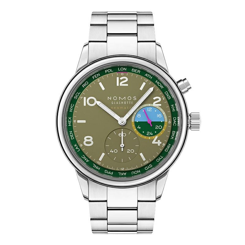 NOMOS GLASHUETTE Club Sport neomatik Worldtimer Jungle ノモス