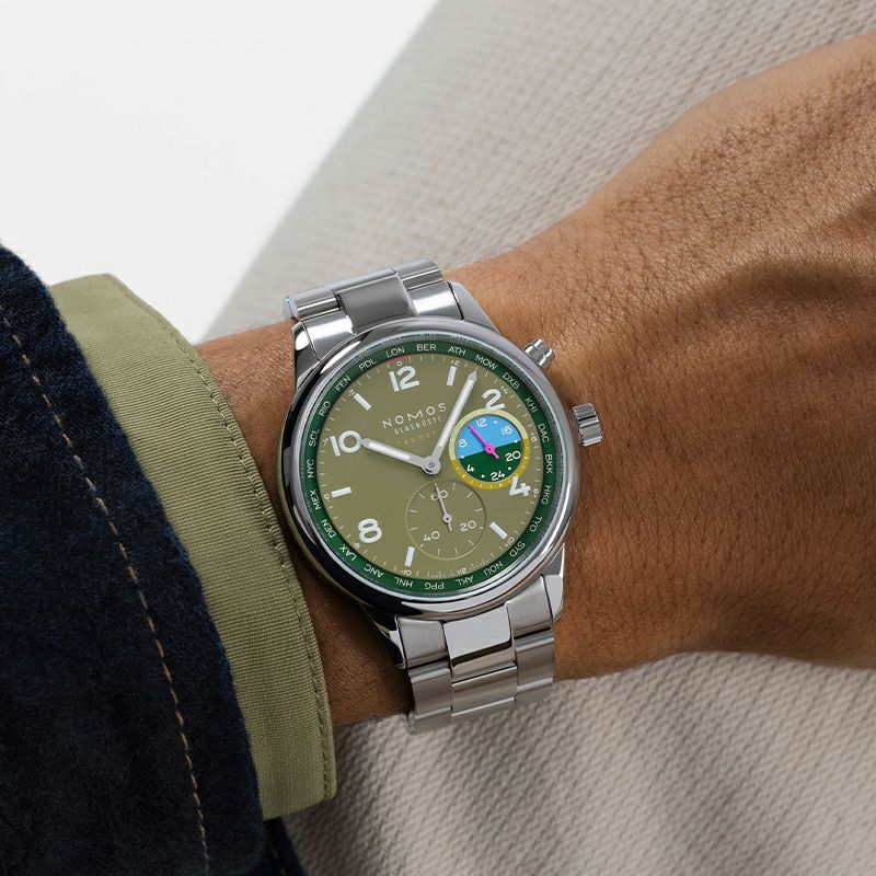 NOMOS GLASHUETTE Club Sport neomatik Worldtimer Jungle ノモス